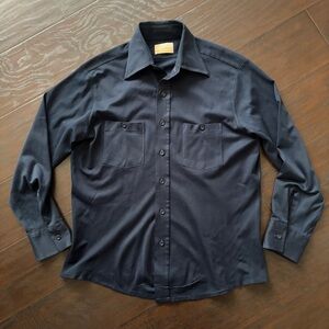 True Vintage Men’s Navy Wide Collar Dress Shirt